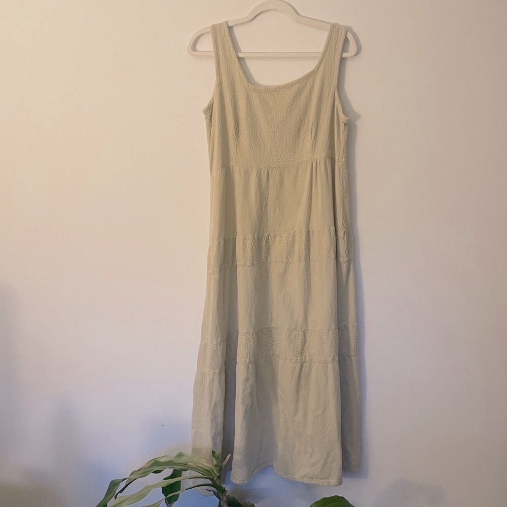 Dunes 100% cotton Beige Sleeveless Tiered Dress